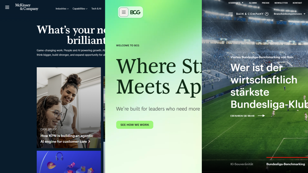 UX - McKinsey, BCG und Bain Webseiten im Vergleich